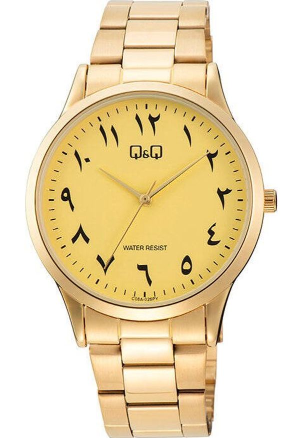 Zegarek Q&Q Zegarek QQ C08A-026P Męski Klasyczny ZŁOTA Tarcza .. Kolor: złoty. Styl: klasyczny
