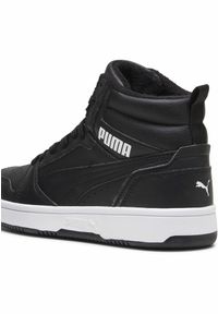 Buty do chodzenia dla dzieci Puma Rebound V6 Mid Wtr J. Zapięcie: sznurówki. Kolor: biały, wielokolorowy, czarny. Materiał: materiał, syntetyk, tkanina. Szerokość cholewki: normalna. Sport: turystyka piesza