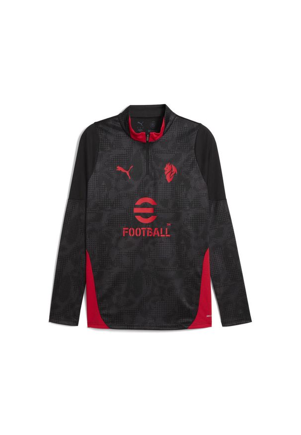 Puma - Męska bluza treningowa z zamkiem 1/4 AC Milan 25/26 PUMA. Kolor: czarny, czerwony, wielokolorowy. Sport: bieganie