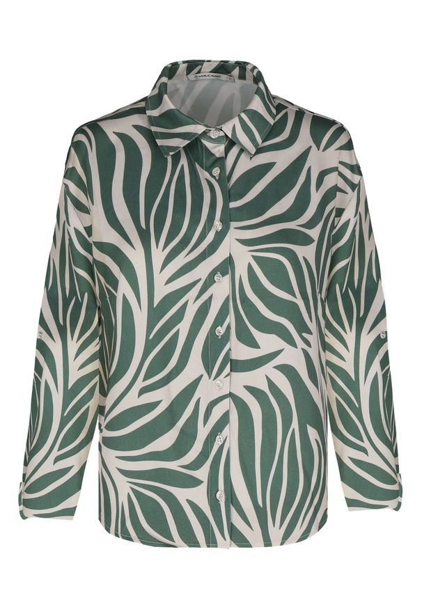 Volcano - Koszula z wzorem K-LOST. Kolor: zielony. Materiał: wiskoza, materiał. Długość rękawa: długi rękaw. Długość: długie. Sezon: wiosna, lato. Styl: klasyczny