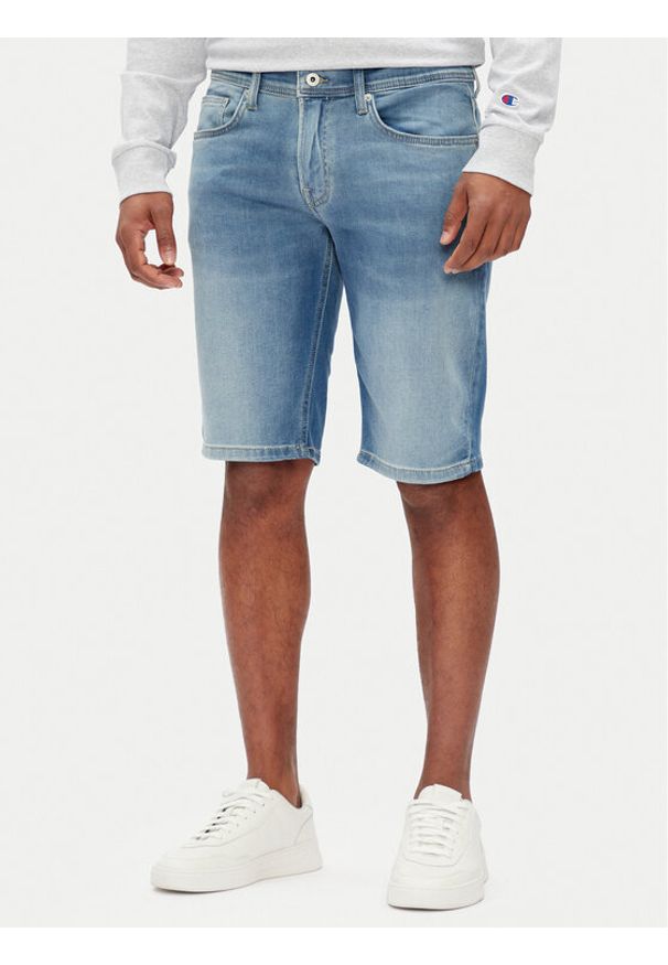 Pepe Jeans Szorty jeansowe PM801075 Niebieski Slim Fit. Kolor: niebieski. Materiał: bawełna
