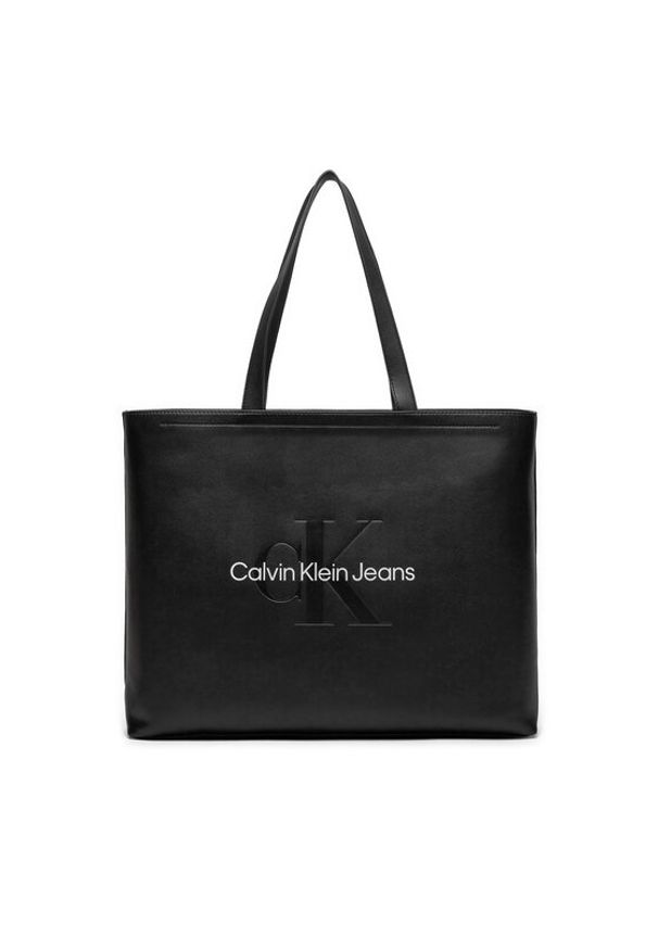 Calvin Klein Jeans Torebka Sculpted Slim K60K612222 Czarny. Kolor: czarny. Materiał: skórzane