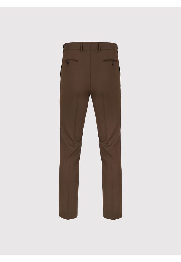 Pako Lorente - PAKO LORENTE – Brązowe spodnie ganiturowe. Kolor: brązowy. Materiał: poliester, elastan, wiskoza. Wzór: gładki. Styl: elegancki, młodzieżowy