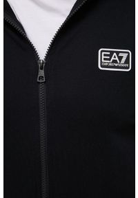 EA7 Emporio Armani bluza bawełniana męska kolor czarny z kapturem z aplikacją. Okazja: na co dzień. Typ kołnierza: kaptur. Kolor: czarny. Materiał: bawełna. Wzór: aplikacja. Styl: casual #4