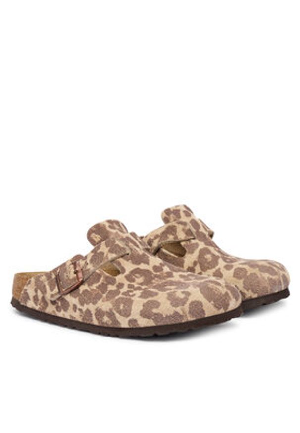 Birkenstock Klapki Boston Print 1033324 Brązowy. Kolor: brązowy. Materiał: skóra. Wzór: nadruk