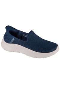 skechers - Buty do chodzenia damskie Skechers Go Walk Flex Slip ins. Kolor: niebieski. Materiał: syntetyk, materiał. Szerokość cholewki: normalna. Sport: turystyka piesza