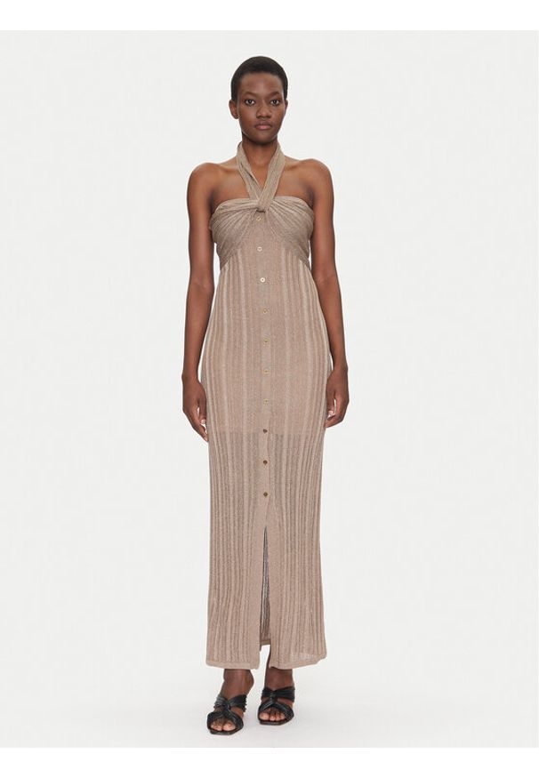 Marciano Guess Sukienka dzianinowa 5GGK48 5811Z Beżowy Slim Fit. Kolor: beżowy. Materiał: syntetyk