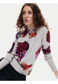 Desigual Sweter Maxflower 24WWJF53 Szary Regular Fit. Kolor: szary. Materiał: syntetyk #4