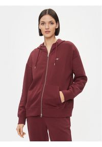 GANT - Gant Bluza Rel Shield Zip Hoodie 4204665 Czerwony Relaxed Fit. Kolor: czerwony. Materiał: bawełna