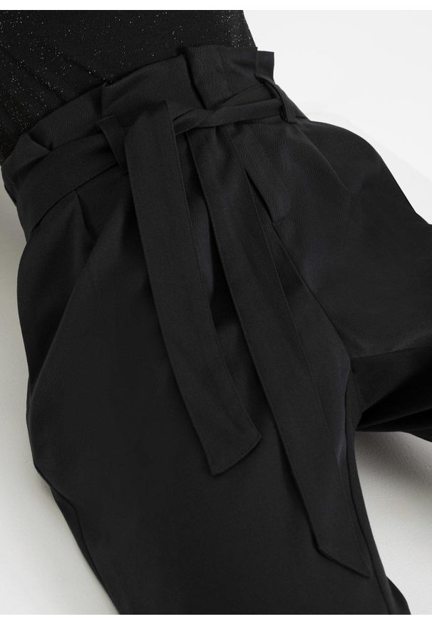 bonprix - Spodnie paperbag. Kolor: czarny. Styl: elegancki