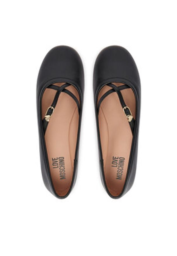 Love Moschino - LOVE MOSCHINO Baleriny JA11111G1OIE0000 Czarny. Kolor: czarny. Materiał: skóra