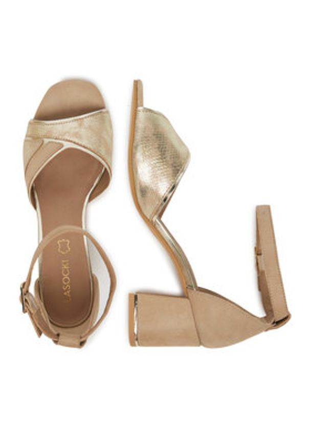 Lasocki Sandały WB-866-12 Beżowy. Kolor: beżowy. Materiał: skóra, zamsz