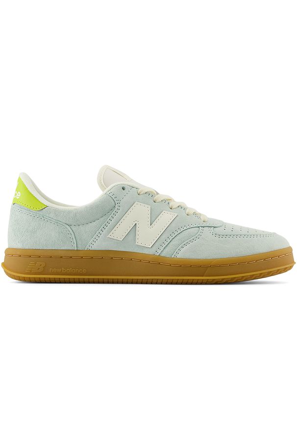 Buty unisex New Balance CT500EB – miętowe. Kolor: miętowy. Materiał: guma, zamsz, nubuk. Szerokość cholewki: normalna. Sport: tenis