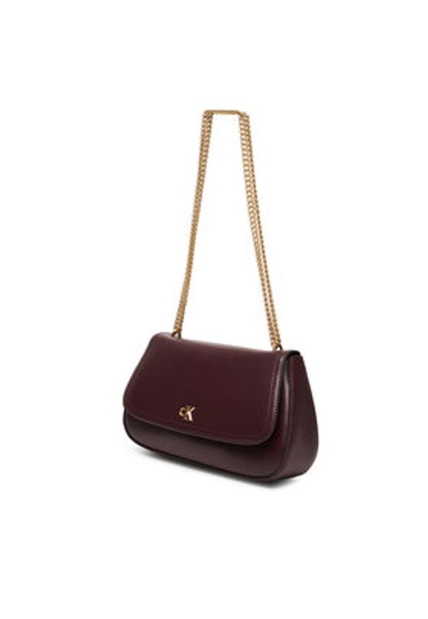 Calvin Klein Torebka Ck Convertible Chain Medium Bag LV04F3171G Bordowy. Kolor: czerwony. Materiał: skórzane