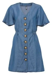 Sukienka dżinsowa TENCEL™ Lyocell z guzikami z tworzywa w optyce masy rogowej bonprix niebieski "stone”. Kolor: niebieski. Materiał: lyocell. Sezon: lato #1