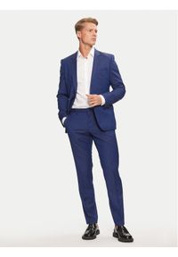 Hugo Garnitur Henry/Griffin182 50383613 Granatowy Slim Fit. Kolor: niebieski. Materiał: wełna