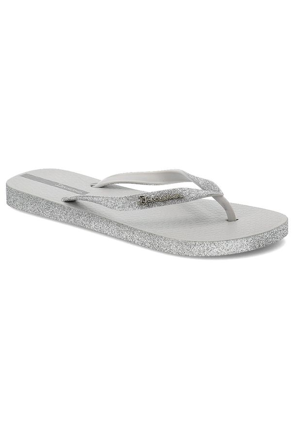 Szare Japonki Ipanema Brokatowe Klapki Damskie. Okazja: na spacer, na co dzień, na plażę. Kolor: szary. Materiał: materiał. Wzór: paski. Sezon: lato. Styl: casual, elegancki