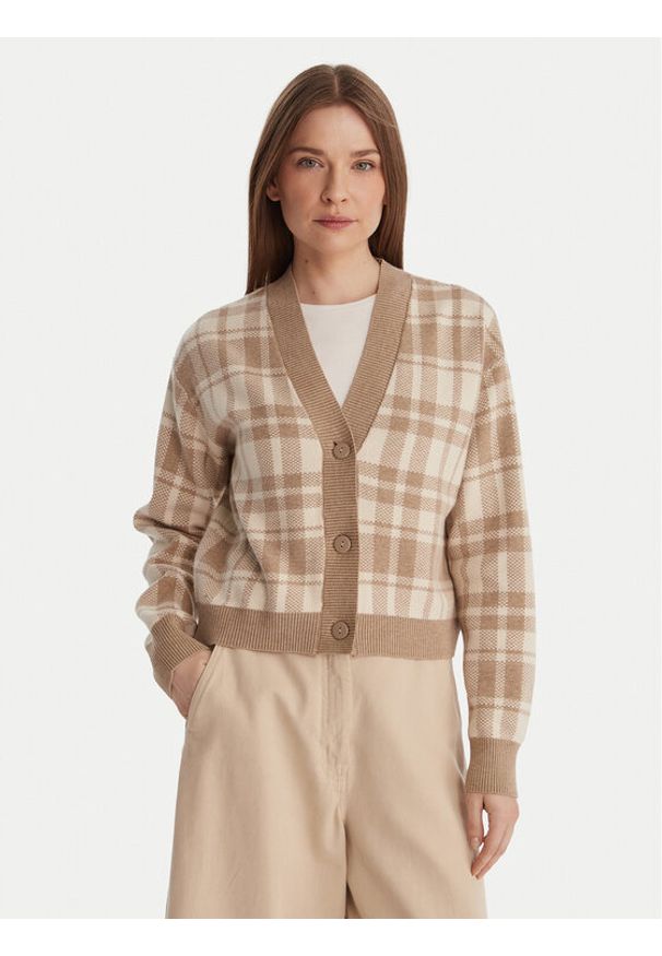 Vero Moda Kardigan Gold Art 10332210 Beżowy Regular Fit. Kolor: beżowy. Materiał: syntetyk