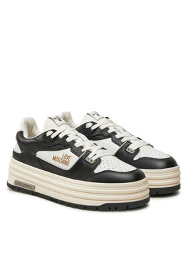 Love Moschino - LOVE MOSCHINO Sneakersy JA15356G0LIAI00A Czarny. Kolor: czarny. Materiał: skóra