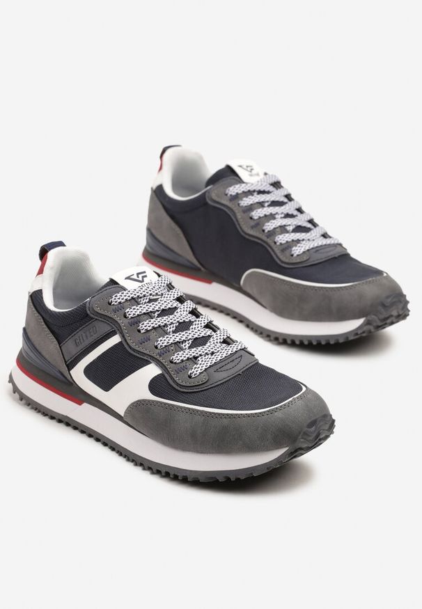 Born2be - Granatowe Buty Sportowe Sneakersy na Podeszwie z Tłoczeniami Elanoveia. Okazja: na co dzień. Kolor: niebieski. Materiał: jeans. Obcas: na obcasie. Wysokość obcasa: niski