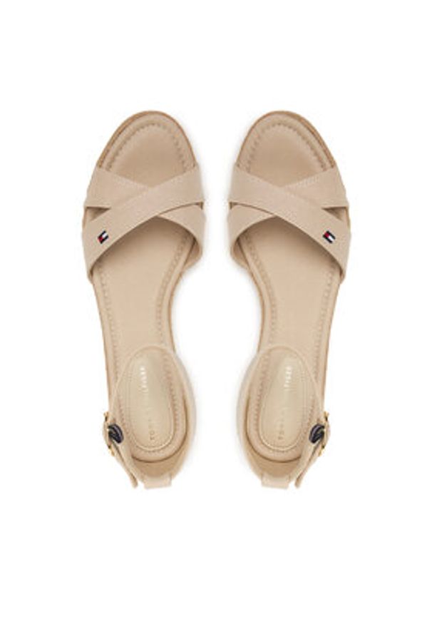 TOMMY HILFIGER - Tommy Hilfiger Espadryle Mid Wedge Espad X Cross FW0FW09332 Beżowy. Kolor: beżowy. Materiał: materiał
