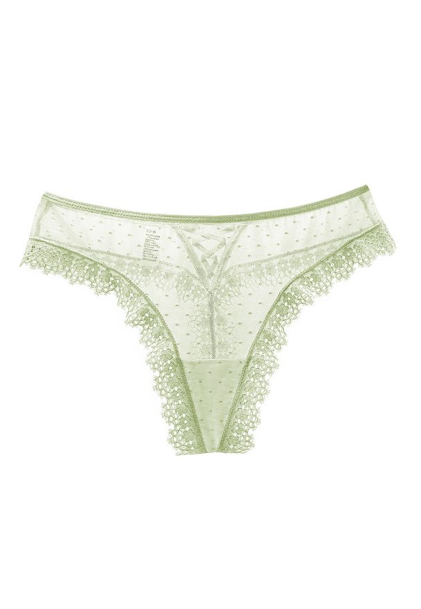 Intica - Stringi bezszwowe z koronką niewidoczne pod odzieżą Shalini. Kolor: zielony. Materiał: koronka. Wzór: koronka