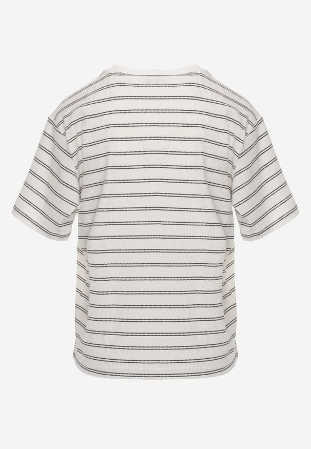 Born2be - Biało-Czarny Bawełniany T-shirt w Poziome Paski Rive. Okazja: do pracy, na co dzień. Kolor: czarny. Materiał: bawełna. Długość: krótkie. Wzór: paski. Styl: klasyczny, casual