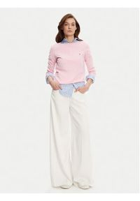 TOMMY HILFIGER - Tommy Hilfiger Sweter WW0WW40099 Różowy Regular Fit. Kolor: różowy. Materiał: bawełna