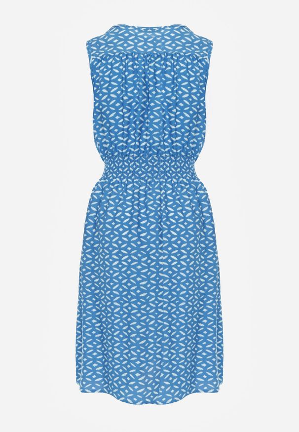 Born2be - Niebieska Sukienka Midi z Wiskozy z Cienkimi Gumkami w Pasie i Kopertowym Dekoltem Manni. Typ kołnierza: dekolt kopertowy. Kolor: niebieski. Materiał: wiskoza. Długość rękawa: bez rękawów. Wzór: kwiaty. Typ sukienki: kopertowe. Długość: midi