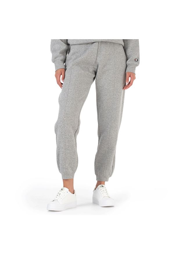 Spodnie Champion C Logo Ribbed Cuff Joggers 116611-EM006 - szare. Kolor: szary. Materiał: bawełna, dresówka, poliester. Wzór: haft