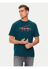 Tommy Jeans T-Shirt Signature Twist DM0DM19683 Zielony Regular Fit. Kolor: zielony. Materiał: bawełna