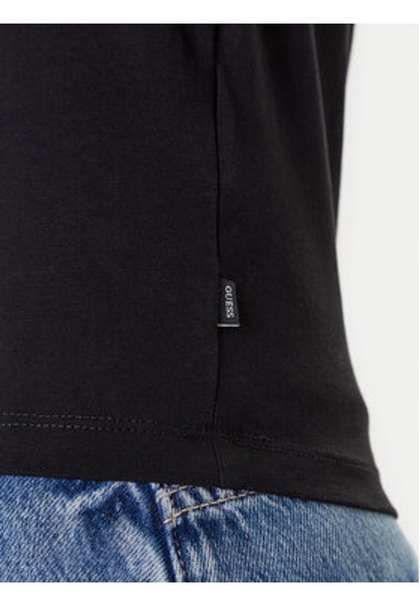 Guess Jeans T-Shirt W4YI04 J1314 Czarny Slim Fit. Kolor: czarny. Materiał: bawełna