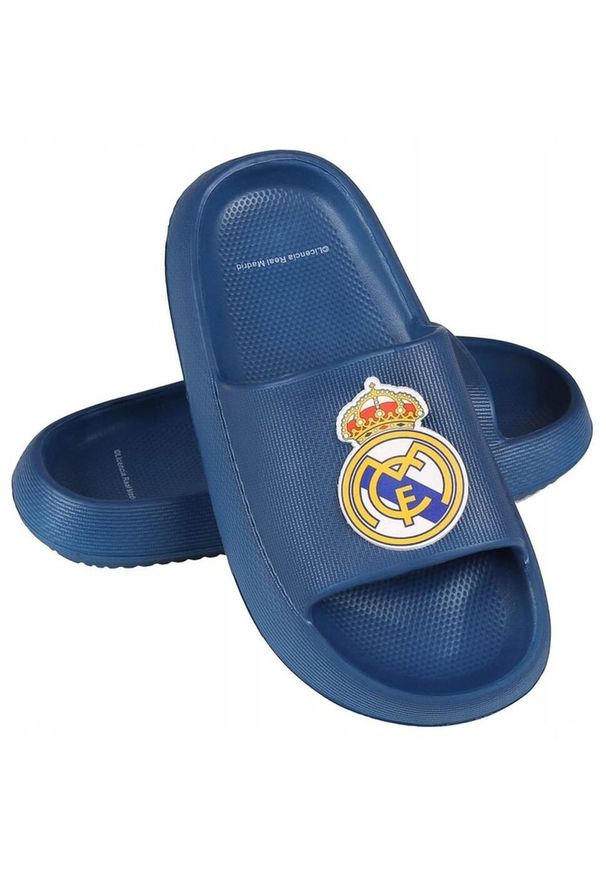 Real Madrid - Real Madryt klapki Beach Pool Flip Flops Blue Eva granatowe. Kolor: niebieski. Styl: sportowy