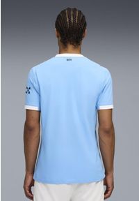 Puma - Męska autentyczna koszulka domowa Manchester City 25/26 PUMA. Kolor: biały, wielokolorowy, niebieski. Wzór: aplikacja, paski