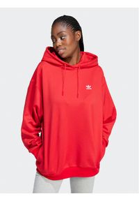 Adidas - adidas Bluza adicolor Trefoil IP0585 Czerwony Oversize. Kolor: czerwony. Materiał: bawełna #1