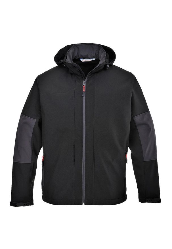 Portwest - Męska Kurtka Soft Shell Z Kapturem. Typ kołnierza: kaptur. Kolor: czarny