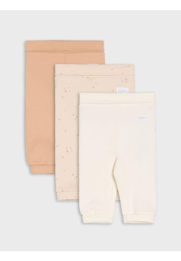 Sinsay - Bawełniane spodnie 3 pack - kremowy. Kolor: kremowy. Materiał: bawełna