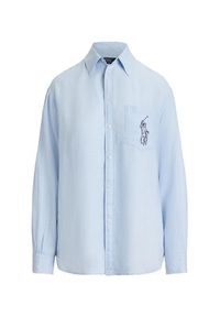 Polo Ralph Lauren Koszula 211A12786002 Niebieski jasny Oversize. Typ kołnierza: polo. Kolor: niebieski. Materiał: len #4