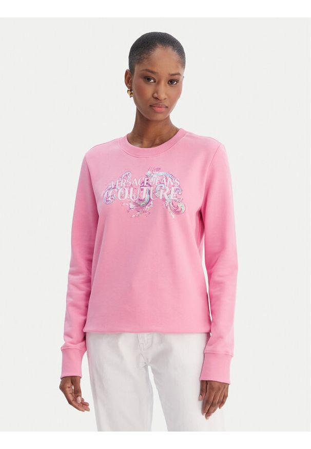 Versace Jeans Couture Bluza 80HAIE02 CF00E Różowy Regular Fit. Typ kołnierza: kołnierzyk włoski. Kolor: różowy. Materiał: bawełna