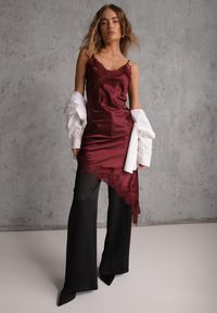 Renee - Czarne Spodnie Szerokie z Dodatkiem Bawełny High Waist z Metaliczną Klamrą Azaerixis. Okazja: na co dzień. Stan: podwyższony. Kolor: czarny. Materiał: bawełna. Styl: casual #4