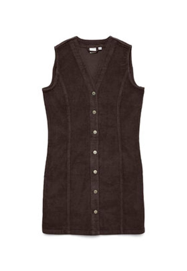 Vero Moda Sukienka codzienna Eden 10333959 Brązowy Regular Fit. Okazja: na co dzień. Kolor: brązowy. Materiał: bawełna. Typ sukienki: proste. Styl: casual