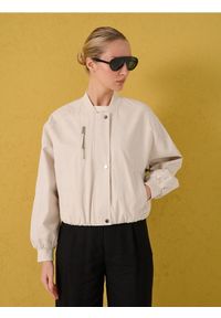 Sinsay - Kurtka bomber z kieszenią piersiową - kremowy. Kolor: kremowy #1