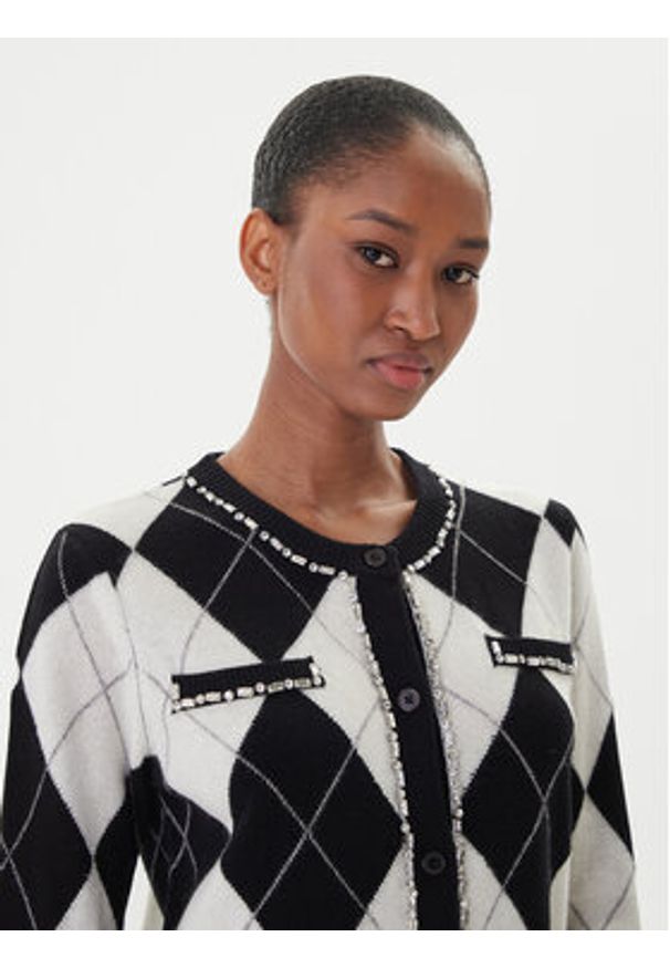 ICONA Kardigan RI5KT007 Czarny Regular Fit. Kolor: czarny. Materiał: wełna