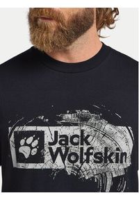 Jack Wolfskin T-Shirt Brand T A64116 Granatowy Regular Fit. Kolor: niebieski. Materiał: bawełna