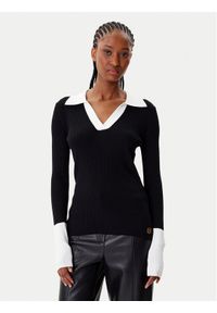 Karl Lagerfeld - KARL LAGERFELD Sweter A4W18043 Czarny Slim Fit. Typ kołnierza: dekolt w karo. Kolor: czarny. Materiał: syntetyk