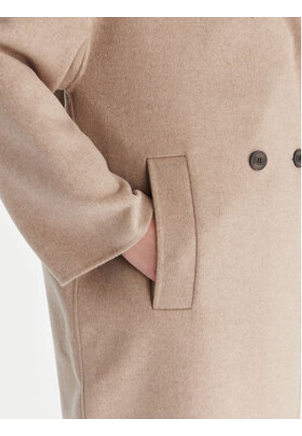 ViCOLO Płaszcz wełniany TF0003 Beżowy Regular Fit. Kolor: beżowy. Materiał: syntetyk