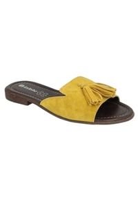 Inblu klapki obuwie damskie 158D149 żółte. Kolor: żółty. Materiał: skóra. Sezon: wiosna, lato #1