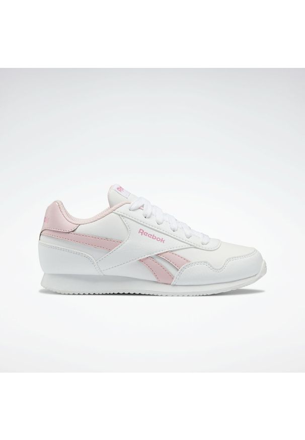 Buty do chodzenia dla dzieci Reebok Royal CL Jogger. Zapięcie: sznurówki. Kolor: biały, wielokolorowy, różowy. Materiał: materiał, syntetyk, tkanina. Szerokość cholewki: normalna. Model: Reebok Royal. Sport: turystyka piesza
