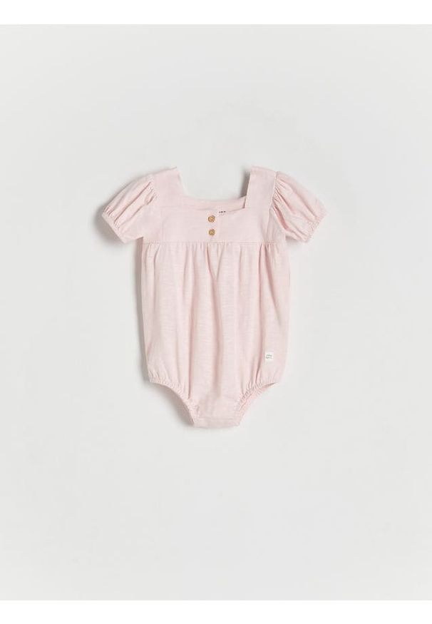 Reserved - Bawełniane body z guzikami - pastelowy róż. Kolor: różowy. Materiał: bawełna