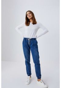 MOODO - Spodnie jeansowe typu jogger. Wzór: gładki